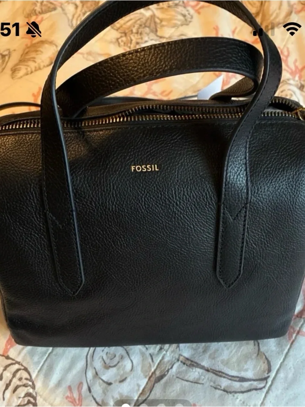 Fossil Sydney Black Leather Top-Handle Satchel